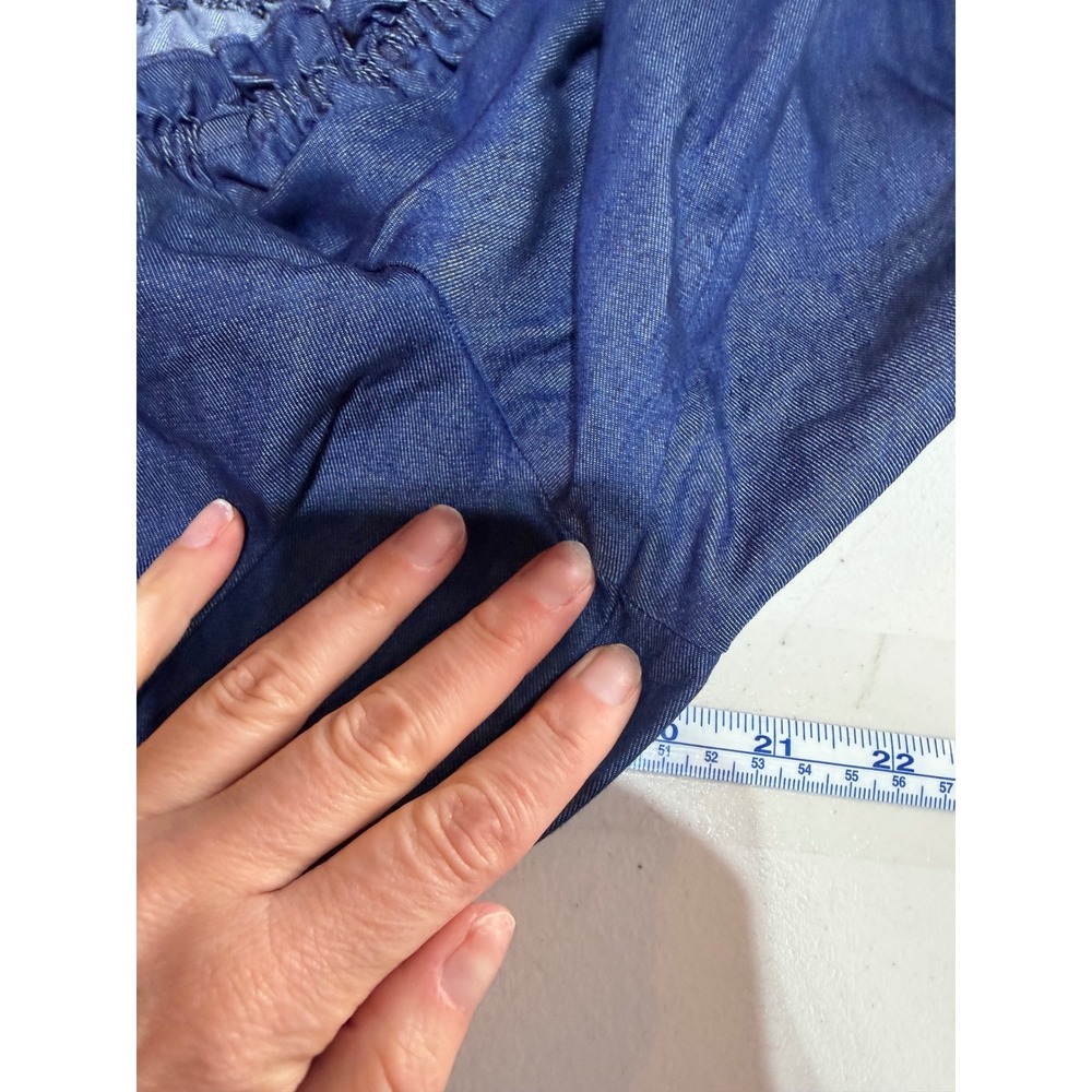NWT Kimchi Blue Marley Denim Top Womens XL Blue Bow Smocked Coquette Cottagecore - Picture 9 of 10